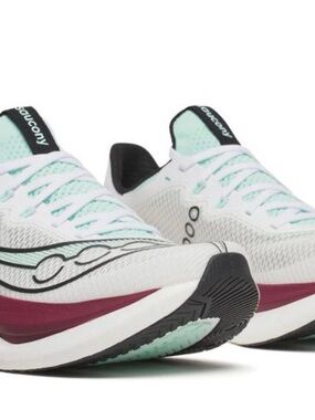 Saucony White Mint and Burgundy men’s  Running Sneakers
